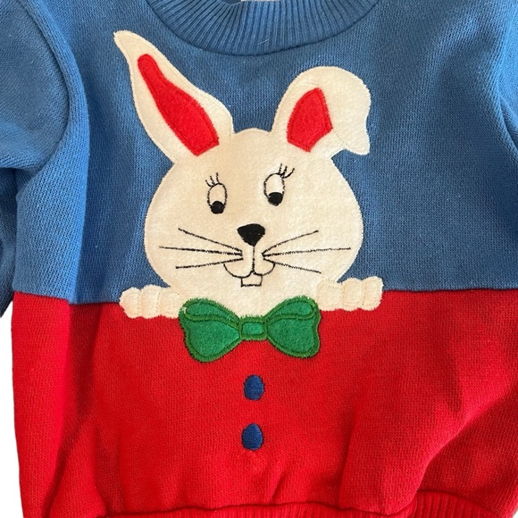 Vintage kids 18 month bow tie bunny color block sweatshirt Bette’s Girls - Picture 3 of 9